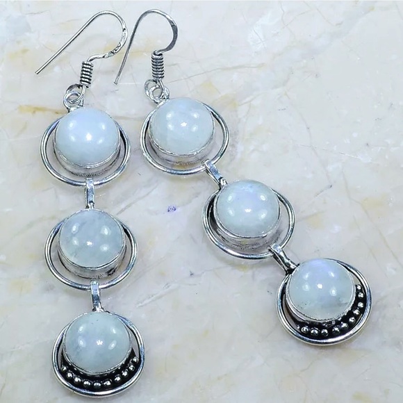NWT RAINBOW MOONSTONE EARRINGS🌈🌙 - Picture 1 of 3